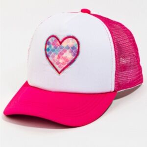 New Trendy Boutique Pink and White Heart Baseball Cap Adjustable
